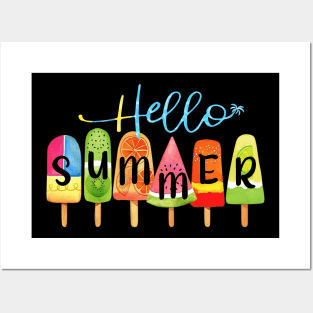 Hello Summer Vacation Ice Cream Popsicle Ice Girt For Men Women Posters and Art